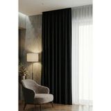Miabella Home Blackout,Karartma Fon Perde,Ekstrafor Büzgülü,Işık Geçirmez,Kornişli,Tek Kanat Güneşlik Fon Perde - Siyah - 140 x 250 cm