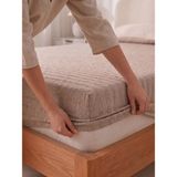 Miabella Home Çift Kişilik Lastikli Çarşaf %100 Pamuk Armürlü Fitted Yumuşak Dokulu Tek Kişilik Lastikli Çarşaf - Bej - 160 x 200