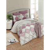 Miabella Home Çift Kişilik Ranforce Nevresim Takımı 663 - 200 x 220 cm - Pembe - Beyaz