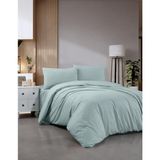 Miabella Home Çizgili Çift Kişilik Pamuk Saten Nevresim Takımı Otel Tipi Nevresim Seti (Pamuklu Saten) - Su Yeşili - 200 x 220 cm