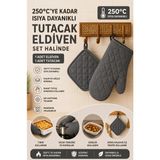 Miabella Home Fırın Eldiveni Fırın Tutacağı Premium Isı Geçirmez Mutfak Eldiveni Tutacak Isıya Dayanıklı Eldiven - 17 X 27 - Antrasit