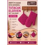 Miabella Home Fırın Eldiveni Fırın Tutacağı Premium Isı Geçirmez Mutfak Eldiveni Tutacak Isıya Dayanıklı Eldiven - 17 X 27 - Fuşya