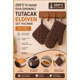Miabella Home Fırın Eldiveni Fırın Tutacağı Premium Isı Geçirmez Mutfak Eldiveni Tutacak Isıya Dayanıklı Eldiven - 17 x 27 - Kahverengi