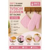 Miabella Home Fırın Eldiveni Fırın Tutacağı Premium Isı Geçirmez Mutfak Eldiveni Tutacak Isıya Dayanıklı Eldiven - 17 x 27 - Pembe