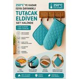 Miabella Home Fırın Eldiveni Fırın Tutacağı Premium Isı Geçirmez Mutfak Eldiveni Tutacak Isıya Dayanıklı Eldiven - 17 x 27 - Turkuaz