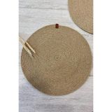Miabella Home Hasır Supla, Amerikan Servis, Hasır Jüt Örgü Supla,Yuvarlak,Tabak Altlığı 33x33 cm