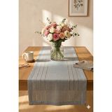 Miabella Home Masa Örtüsü Runner 35X145 cm Salon Runner Keten Görünümlü Yemek Masası Runner - Gri - 35 x 145 cm