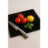 Miabella Home Siyah Mermer Görünümlü Cam Kesme Tahtası | Kırılmaz, Oval Kenarlı 20x30 cm Hijyenik Kesme Tahtası