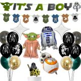 Miafoire Star War It's A Boy Dekorasyon Seti, Star Wars Bebek Duş Süslemeleri, Bir Erkek Çocuk için Bebek Yoda Bebek Duş Malzemeleri, Keçe It's A Boy Afişleri/Uzay Uzaylı Folyo Balonlar/Yıldız Savaşı Pasta Üstü