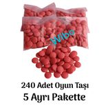 Miajima Plastik Oyun Piyonu Taşı Go Oyunu-Mangala Oyun Taşı ve Kutu Oyun Taşları 240 Adet Kırmızı