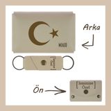 Miaju Açık Mavi, Ay Yıldız Desenli, Isme Özel, Cüzdan Ve Anahtarlık Set, Hediyelik Anı, Muhteşem Hatıra - Sütlü Kahve