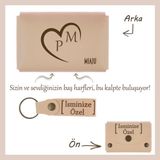 Miaju Açık Mavi, Bir Kalp, Bir Sevda! Sevgilinize Özel Tasarım Isme ve Harfe Özel Cüzdan & Anahtarlık Seti - Pudra