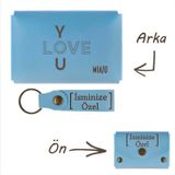 Miaju Açık Mavi, I Love You Motifli, İsme Özel Cüzdan Ve Anahtarlık Set, Arkadaşa Unutulmaz Hatıra