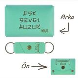 Miaju Açık Yeşil, Aşk Sevgi Huzur Yazılı İsme Özel, Cüzdan Ve Anahtarlık Set, Kendine Hediyelik