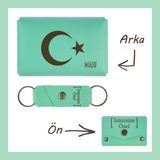 Miaju Açık Yeşil, Ayyıldız Desenli, İsme Özel Kişisel Cüzdan Ve Anahtarlık Set, Kıymetli Arkadaşa Hediye