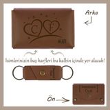 Miaju Açık Yeşil, Iki Kalp, Bir Aşk! Isme ve Baş Harfe Özel Cüzdan & Anahtarlık Seti, Sevgililer Günü’ne - Kahve