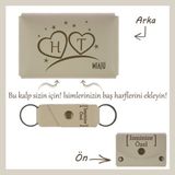 Miaju Açık Yeşil, Iki Kalp, Bir Aşk! Isme ve Baş Harfe Özel Cüzdan & Anahtarlık Seti, Sevgililer Günü’ne - Sütlü Kahve