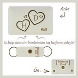 Miaju Açık Yeşil, Isim ve Kalp Işlemeli Kişiye Özel Cüzdan ve Anahtarlık Seti, Sevgiliye Romantik Hediye - Beyaz