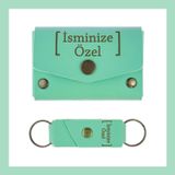 Miaju Açık Yeşil, İsminize Özel Kişiselleştirilebilir Cüzdan Ve Anahtarlık Set, Unutulmaz Hediyelik Takım