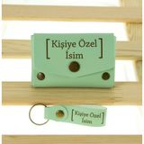 Miaju Açık Yeşil Renk İsme Özel Yüksek Kalite Bozuk Para Cüzdanı Ve Anahtarlık Seti, Kişisel Aksesuar