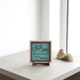 Miaju Ilk Yol Arkadaşım Canım Babam Yazılı Modern Obje, Bisiklet Tasarımlı 10X10 cm Dekoratif Tasarım - Turkuaz