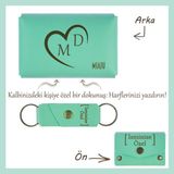 Miaju Kahverengi, Kalpte Iki Harf! Sevgiliye Özel Kişiselleştirilebilir Cüzdan & Anahtarlık Set, Aşka Özel - Açık Yeşil