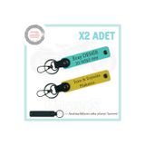 Miaju Kişisel Anahtarlık Set X2 – Taksi, Otomobil, Motosiklet İçin Plaka & İsim, Sarı-Turkuaz-Laci