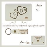 Miaju Koyu Turkuaz, Sevgilinize Romantik ve Kişisel Bir Hediye! Isme ve Harfe Özel Cüzdan & Anahtarlık Set - Beyaz