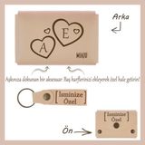 Miaju Koyu Turkuaz, Sevgilinize Romantik ve Kişisel Bir Hediye! Isme ve Harfe Özel Cüzdan & Anahtarlık Set - Pudra