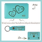Miaju Koyu Turkuaz, Sevgilinize Romantik Ve Kişisel Bir Hediye! İsme Ve Harfe Özel Cüzdan & Anahtarlık Set
