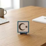 Miaju Modern Çizgilerle Hilal ve Yıldız Dekoratif Obje, Yaşam Alanlarınıza Derinlik Katan Hatıra 10X10 cm - Pudra