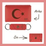 Miaju Nar Çiçeği, Ayyıldız Desenli, İsminize Özel Cüzdan Ve Anahtarlık Seti, Kişisel Hediyelik Alternatifi