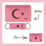 Miaju Pembe Renk, Ayyıldız Yazılı, İsme Özel Kişisel Cüzdan Ve Anahtarlık Set, Arkadaşa, Kankiye Hediye