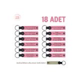 Miaju Pembe & S Kahve, Babyshower İçin Kişiye Özel Tasarım, 18'Li Set Anne Ve Bebek İsimli Deri Anahtarlık