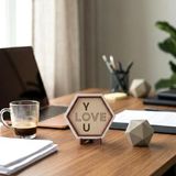Miaju Romantik I Love You Motifli Şık Dekoratif Aksesuar, Şık ve Duygusal Masaüstü Objesi 10X10 cm - Pudra