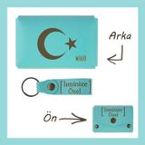 Miaju Turkuaz, Ayyıldız Desenli, İsme Özel Cüzdan Ve Anahtarlık Set, Değer Verdiğine Eşsiz Kişisel Hediye