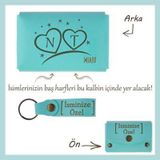 Miaju Turkuaz, Sevgilinize En Romantik Sürpriz! Harf Ve Kalp Motifli İsme Özel Cüzdan Ve Anahtarlık Seti