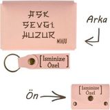 Miaju Yavru Ağzı, Aşk Sevgi Huzur Yazılı İsme Özel, Cüzdan Ve Anahtarlık Set, Sevgiliye Unutulmaz Hediye
