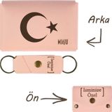 Miaju Yavru Ağzı, Ayyıldız Desenli, İsme Özel, Cüzdan Ve Anahtarlık Set, Hediyelik Anı, Özel Günler İçin