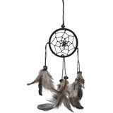 Miamantra Araba Süsü Tüylü Siyah Mini Rüya Kapanı / Düş Kapanı / Dreamcatcher - 6 cm
