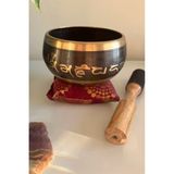 Miamantra Mürdüm Yastık Hediyeli Tibet Ses Çanağı Seti - Buda Motifli - 11 Cm Çap / Meditasyon Çanı, Yoga Çanı
