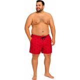 Miami Beach Büyük Beden Su Itici Özellikli Dijital Baskılı Erkek Plaj Deniz Şort Mayo // 411-KIRMIZI - Kırmızı - 6XL