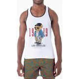 Miami Beach Dijital Baskılı Nefes Alan Clima Control Kumaş Erkek Askılı Plaj T-Shirt Atlet - Mb0384 - Beyaz