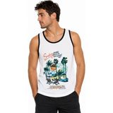 Miami Beach Dijital Baskılı Nefes Alan Clima Control Kumaş Erkek Askılı Plaj Tişört Atlet // 0398 - Beyaz