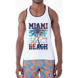 Miami Beach Dijital Baskılı Nefes Alan Clima Control Kumaş Erkek Askılı Plaj Tişört Atlet - MB0381 - Beyaz