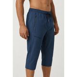 Miami Beach Indigo Diz Altı Uzun Model Su Itici Özellikli Likralı Esnek Kumaş Erkek Plaj Deniz Kapri Şort // 940 - İndigo - 3XL