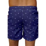 Miami Beach Marin Beyaz Desenli Büyük Beden Standart Boy Erkek Mayo Deniz Şortu - 7XL