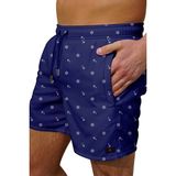 Miami Beach Marin Lacivert Desenli Büyük Beden Standart Boy Erkek Mayo Deniz Şortu - 3XL