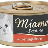 MIAMOR - Pate | Yetişkin kediler için doğal taurin içeren ıslak mama. Soya ve yapay katkı maddesi içermeyen kutuda tahıl içermeyen tek yem | 12 x 85 g tavuk karaciğeri