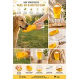 Mianna Köpek Su Şişesi 350 ml – Taşınabilir Mama ve Su Kabı – Gezdirme ve Seyahat Suluk - Sarı